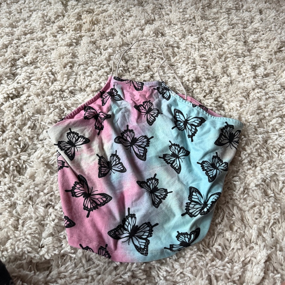 Vibrant Butterfly tie die hippie chick festival summer vibes women’s Halter Top